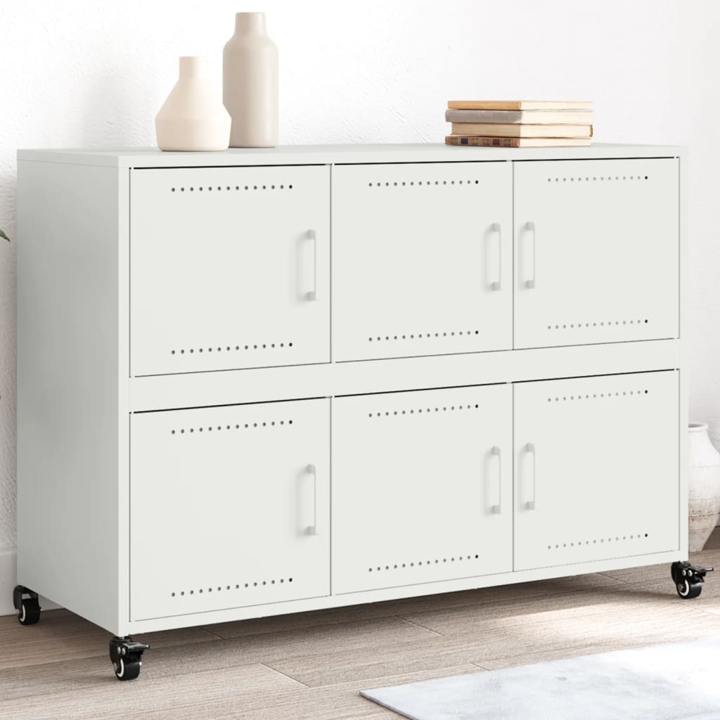 vidaXL Credenza Bianca 100,5x39x72 cm in Acciaio Laminato a Freddo