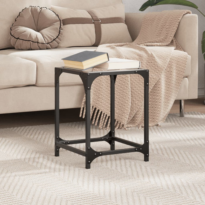 vidaXL Tavolino Salotto con Piano Vetro Trasparente 30x30x40cm Acciaio