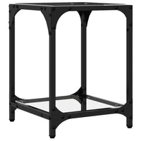 Tavolini con Piano in Vetro Trasparente 2 pz 30x30x40cm Acciaio