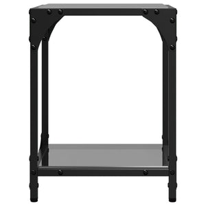 Tavolini da Salotto con Piano Vetro Nero 2pz 30x30x40cm Acciaio 845957