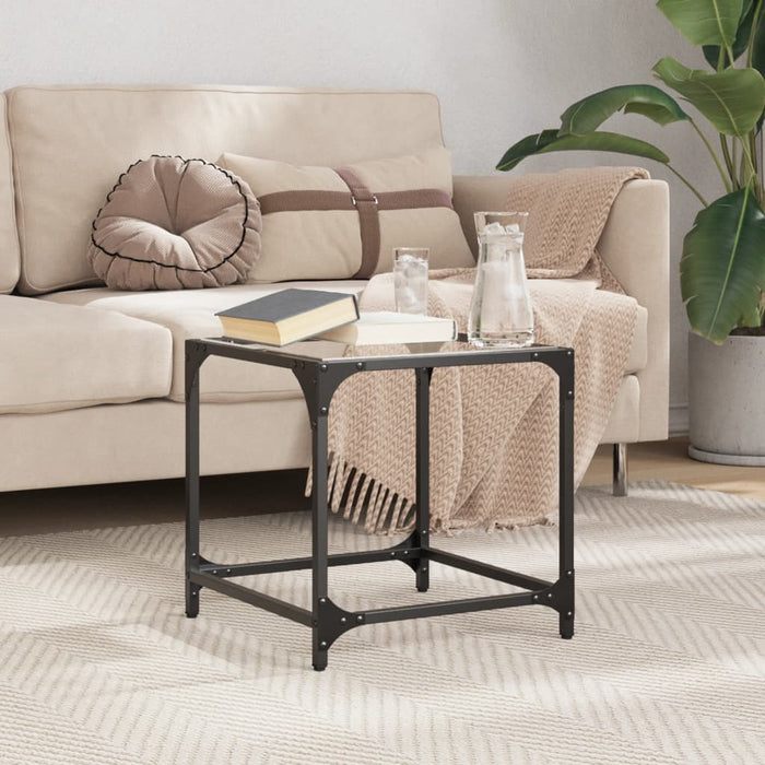 Tavolini con Piano in Vetro Trasparente 2 pz 40x40x40cm Acciaio 845958