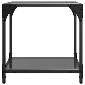 Tavolini da Salotto con Piano Vetro Nero 2pz 40x40x40cm Acciaio 845965