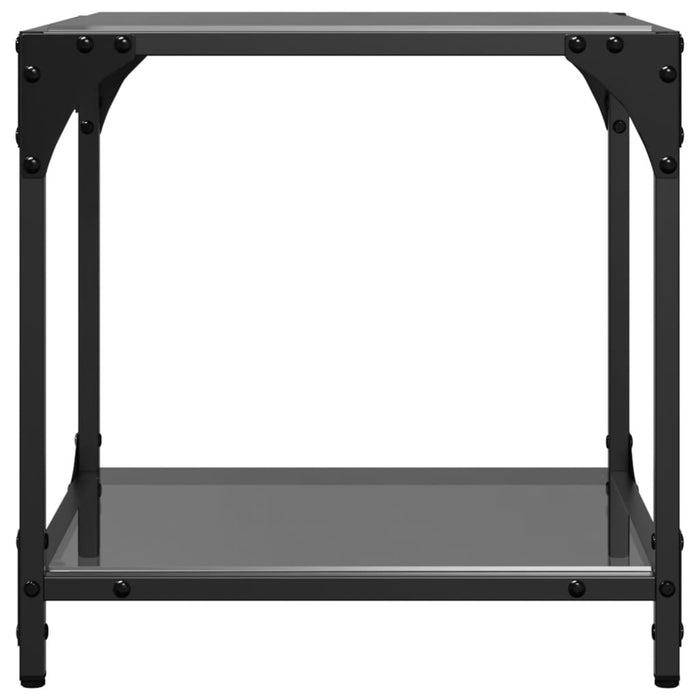 Tavolini da Salotto con Piano Vetro Nero 2pz 40x40x40cm Acciaio 845965