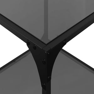 Tavolini da Salotto con Piano Vetro Nero 2pz 40x40x40cm Acciaio 845965