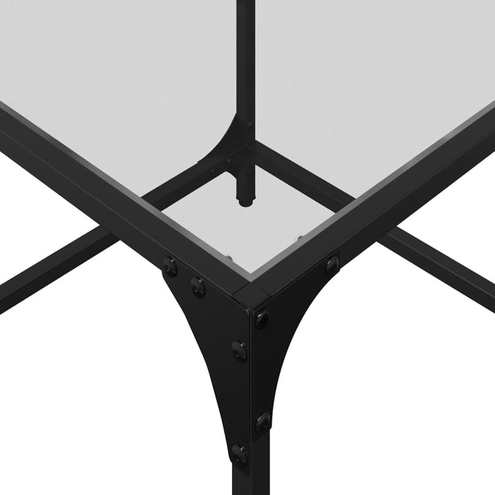 Tavolino Salotto con Piano Vetro Trasparente-Tavolino da soggiorno 50x50x40cm Acciaio 342358