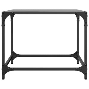Tavolino con Piano in Vetro Nero 50x50x40 cm Acciaio 845968