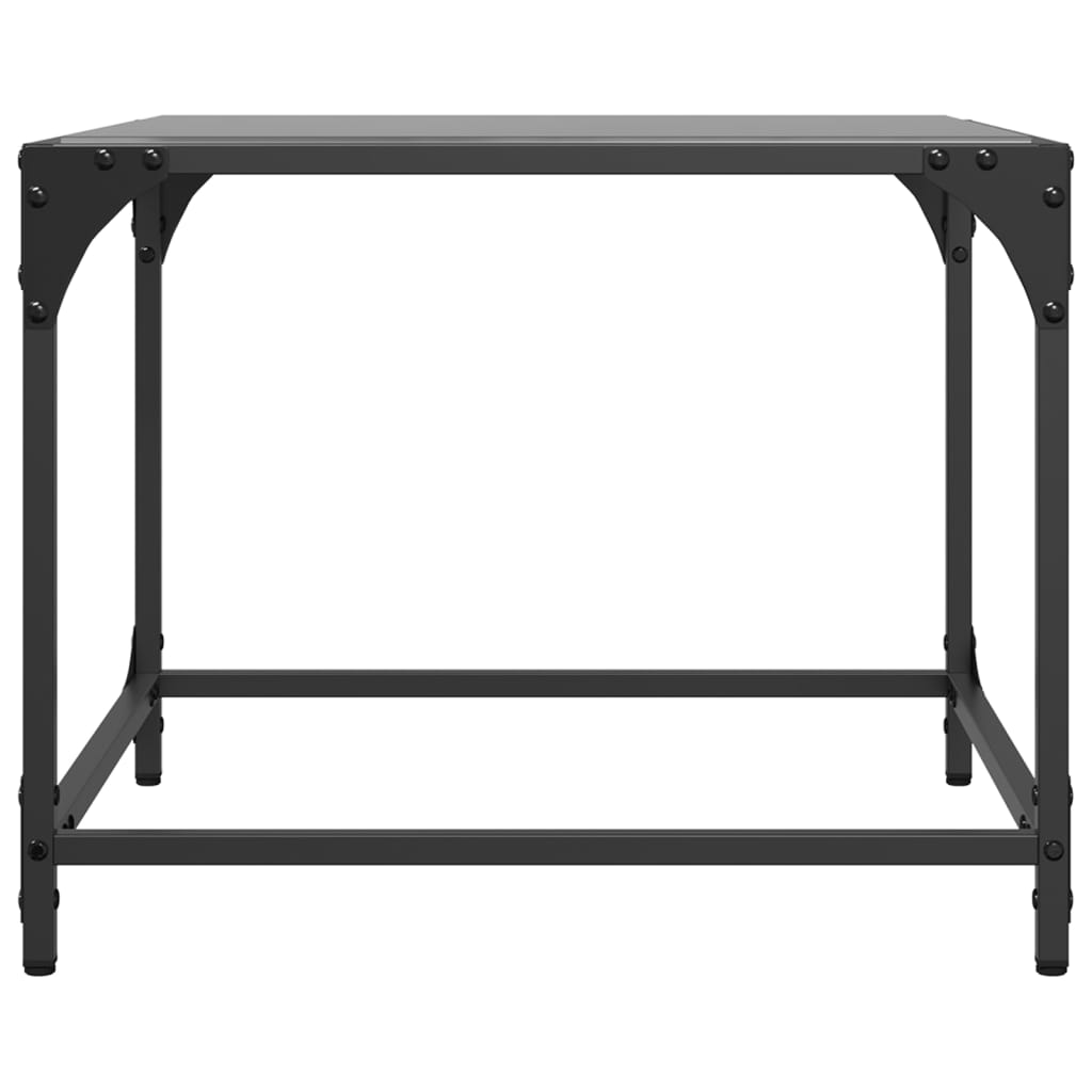 Tavolini da Salotto con Piano Vetro Nero 2pz 50x50x40cm Acciaio 845969