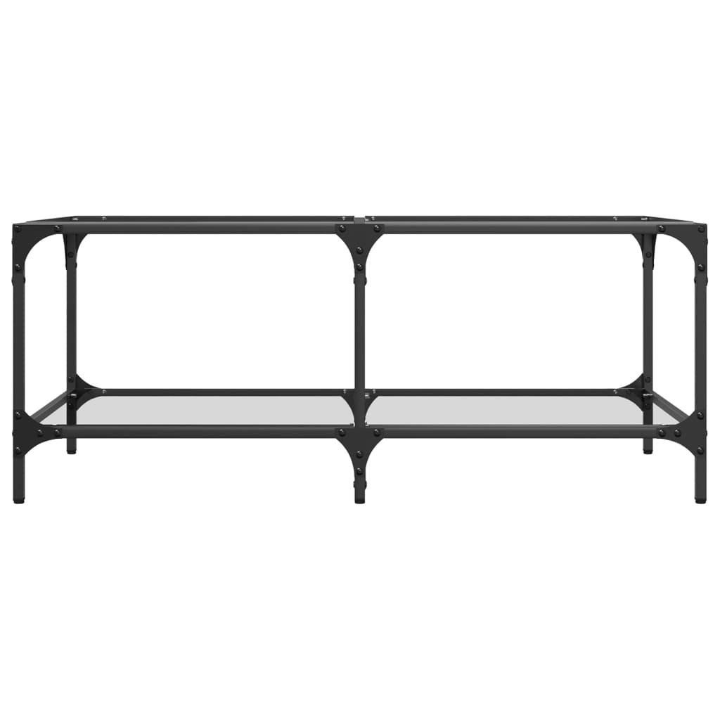 Tavolini con Piano Vetro Trasparente 2 pz 98,5x50x40 cm Acciaio 845980