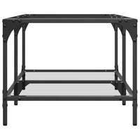 Tavolini con Piano Vetro Trasparente 2 pz 98,5x50x40 cm Acciaio 845980