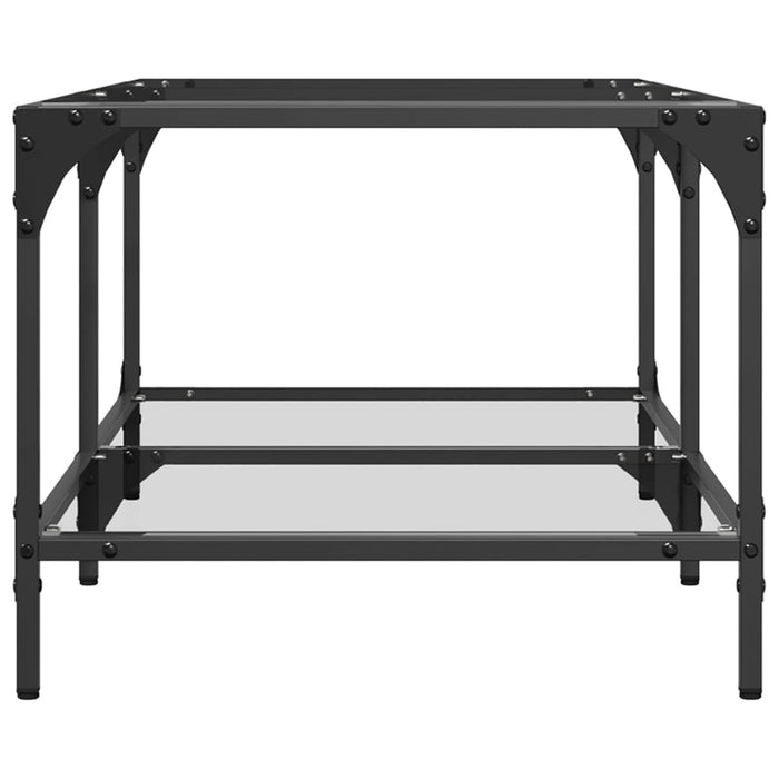Tavolini con Piano Vetro Trasparente 2 pz 98,5x50x40 cm Acciaio 845980