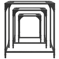 vidaXL Tavolini Impilabili 3pz con Piano Vetro Trasparente in Acciaio