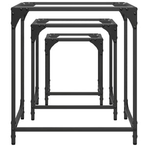 vidaXL Tavolini Impilabili 3pz con Piano Vetro Trasparente in Acciaio