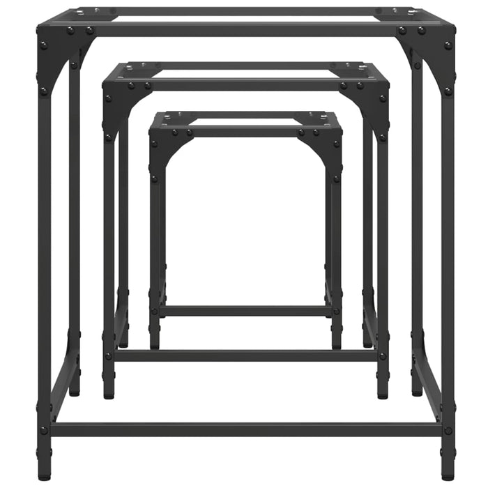 Tavolini Impilabili 3pz con Piano Vetro Trasparente in Acciaio 845986