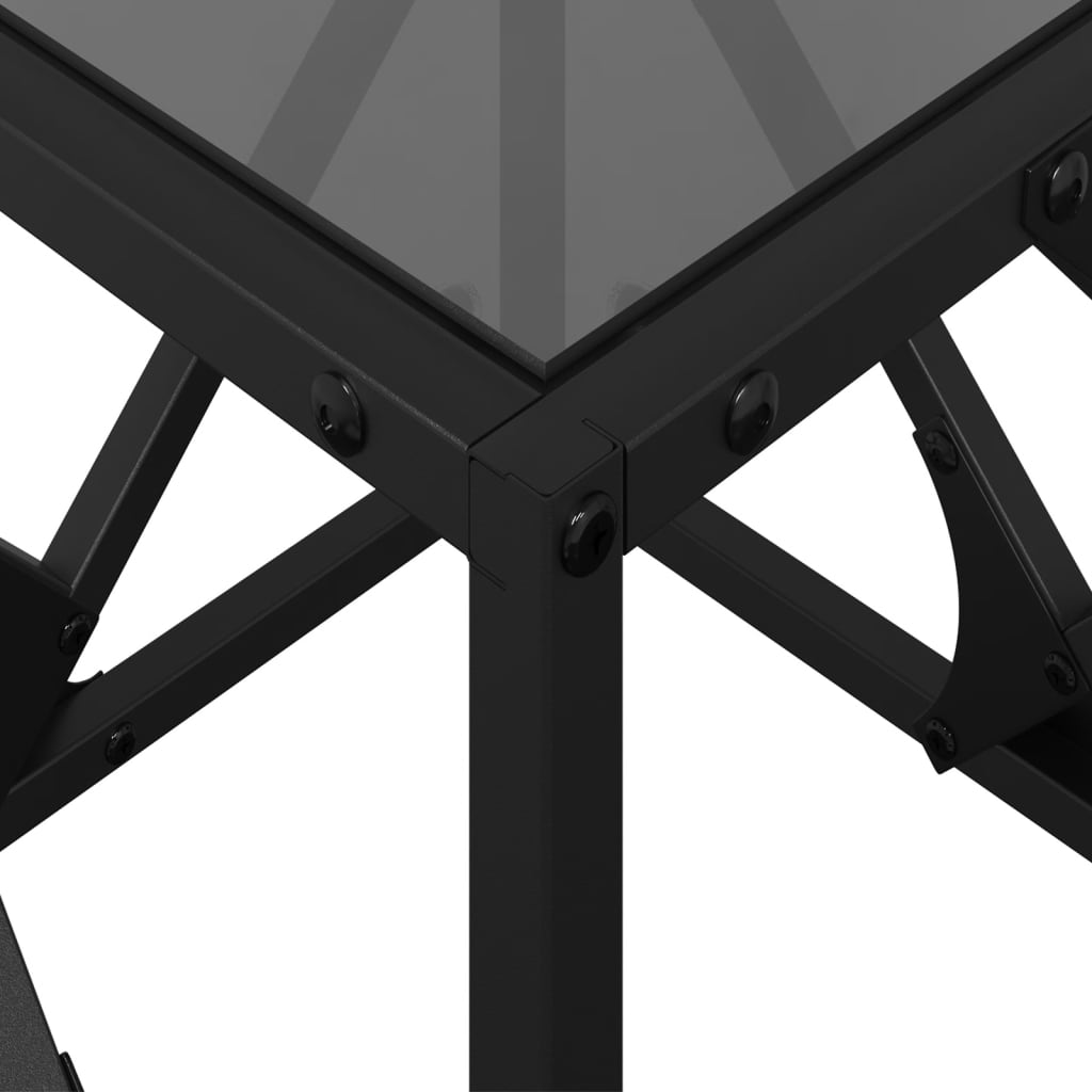 vidaXL Tavolino con Piano in Vetro Nero 40x40x41 cm Acciaio