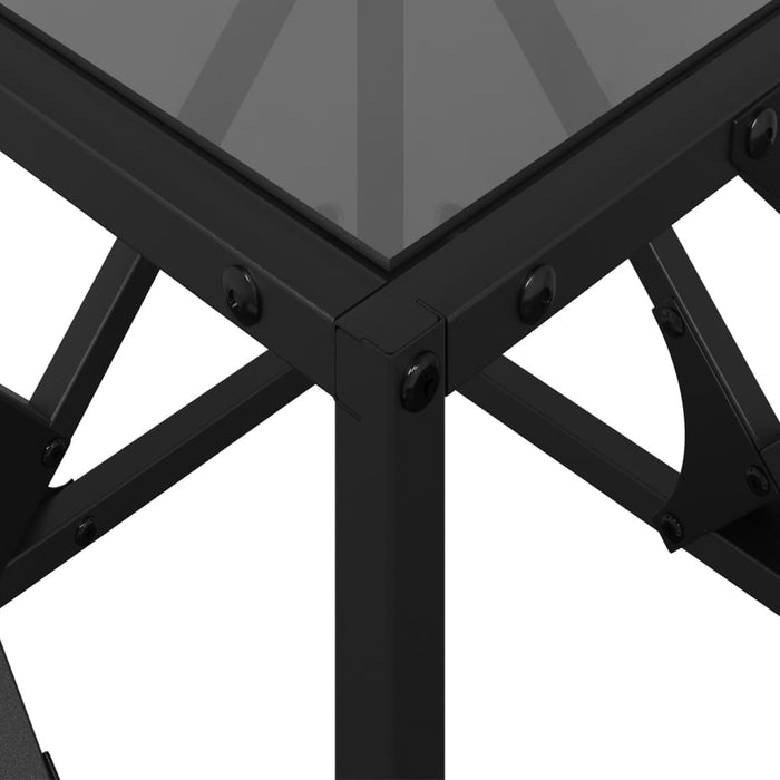 vidaXL Tavolino con Piano in Vetro Nero 40x40x41 cm Acciaio