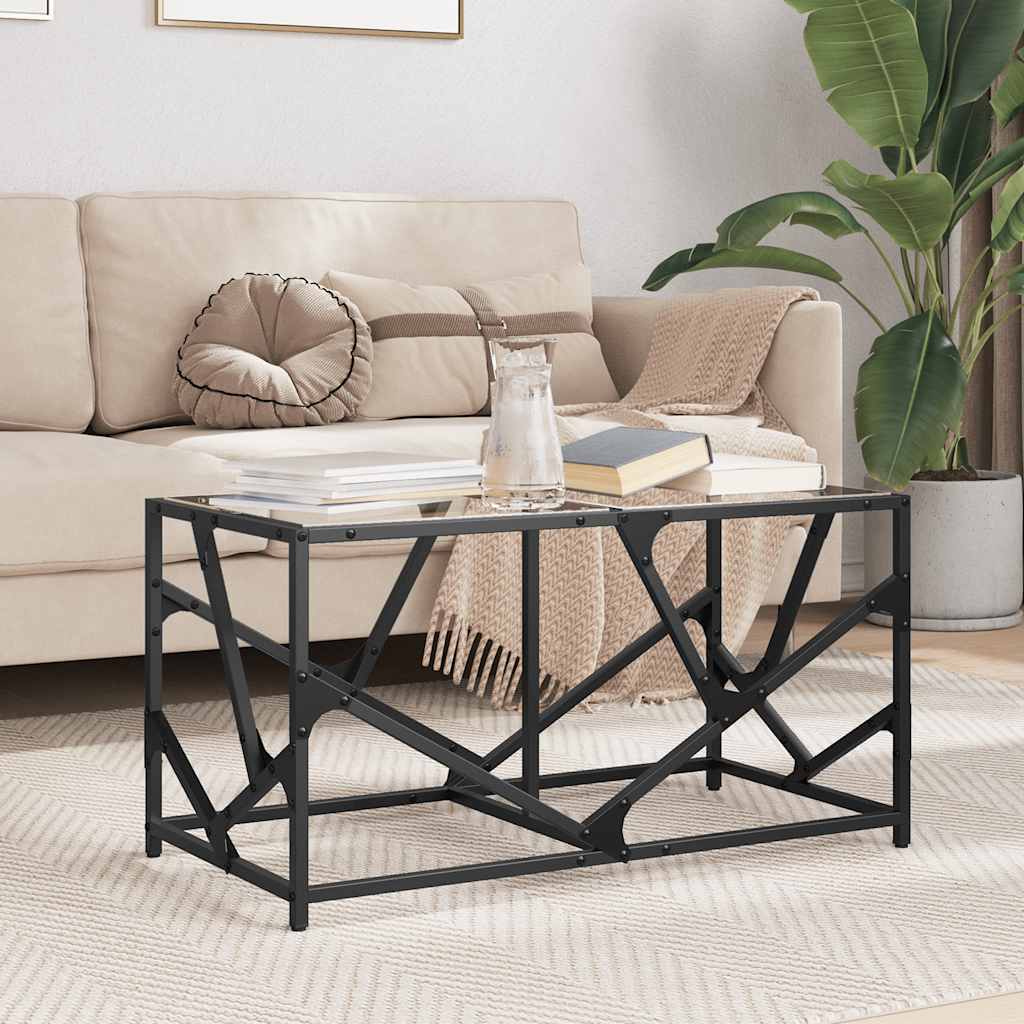 Tavolini con Piano Vetro Trasparente 2 pz 78,5x40x41 cm Acciaio 845994