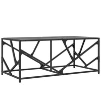 Tavolino con Piano in Vetro Nero 98,5x50x41 cm Acciaio 845997