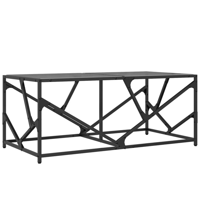 Tavolino con Piano in Vetro Nero 98,5x50x41 cm Acciaio 845997