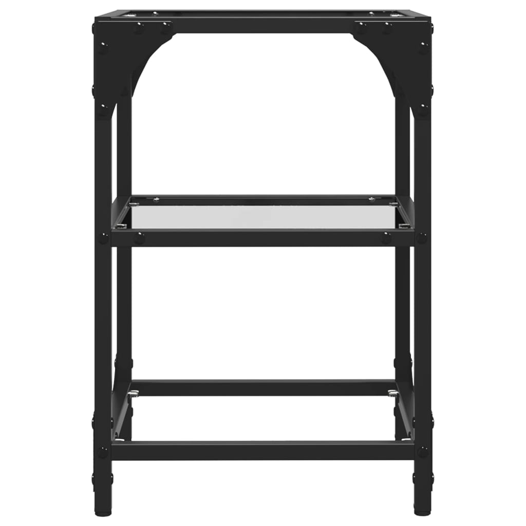 Tavolino Salotto con Piano Vetro Trasparente 30x30x45cm Acciaio 845998