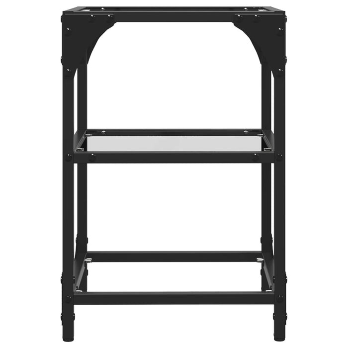 Tavolino Salotto con Piano Vetro Trasparente 30x30x45cm Acciaio 845998