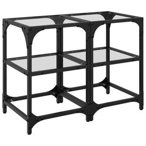 Tavolini con Piano in Vetro Trasparente 2 pz 30x30x45cm Acciaio 845999