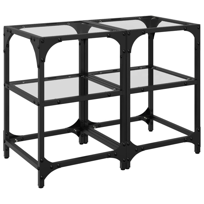 Tavolini con Piano in Vetro Trasparente 2 pz 30x30x45cm Acciaio 845999