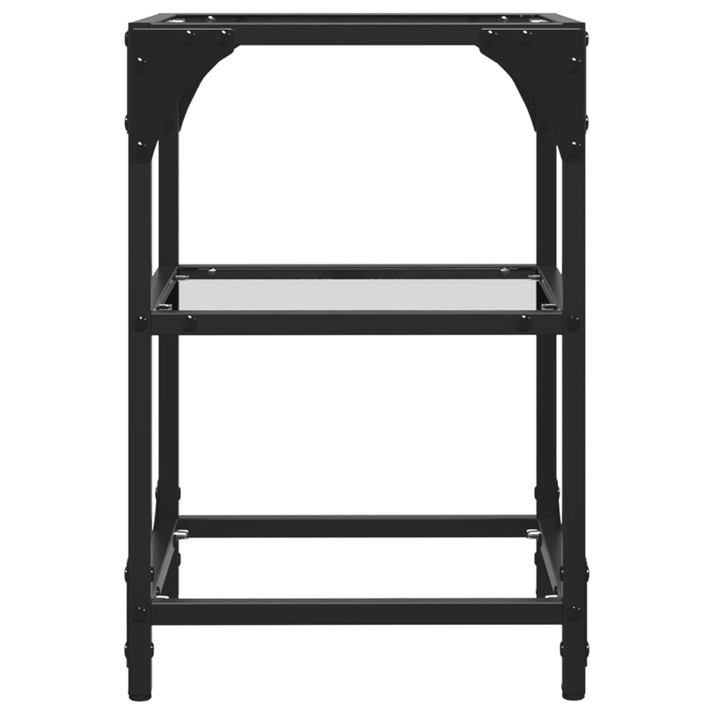 Tavolini con Piano in Vetro Trasparente 2 pz 30x30x45cm Acciaio 845999