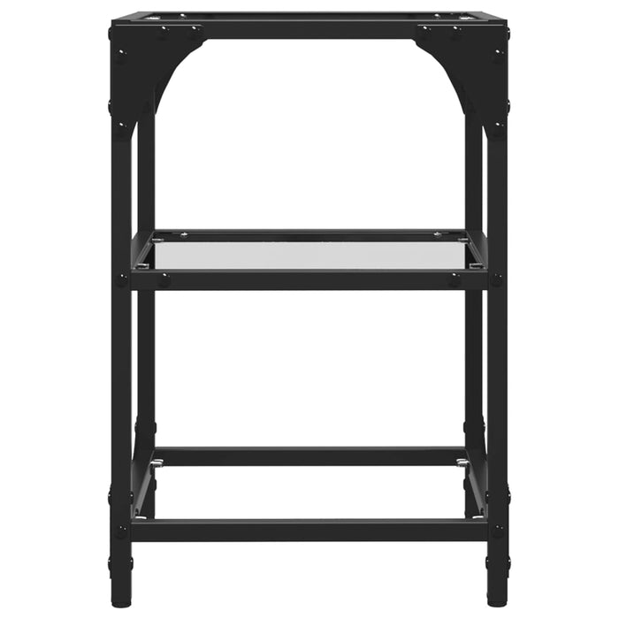 Tavolini con Piano in Vetro Trasparente 2 pz 30x30x45cm Acciaio 845999