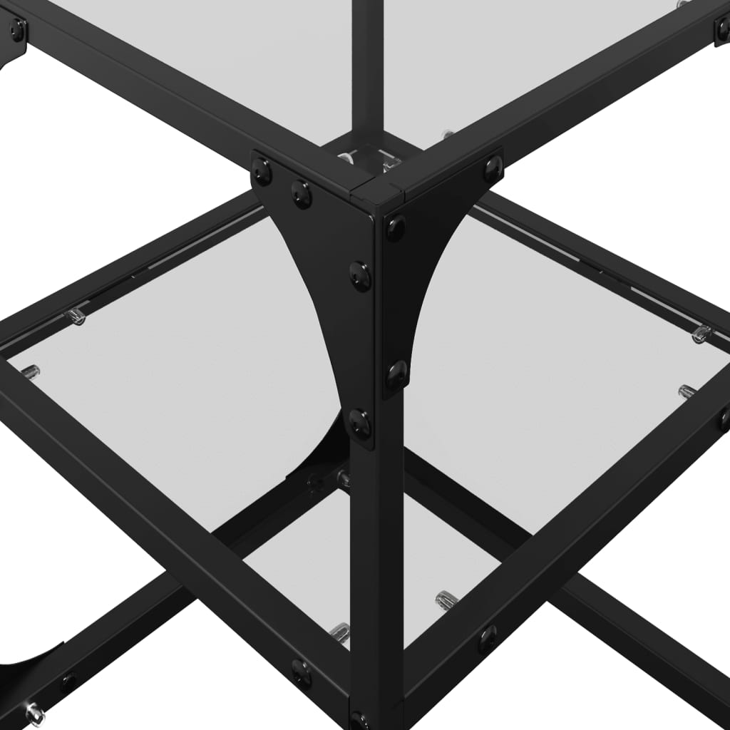 Tavolini con Piano in Vetro Trasparente 2 pz 30x30x45cm Acciaio 845999