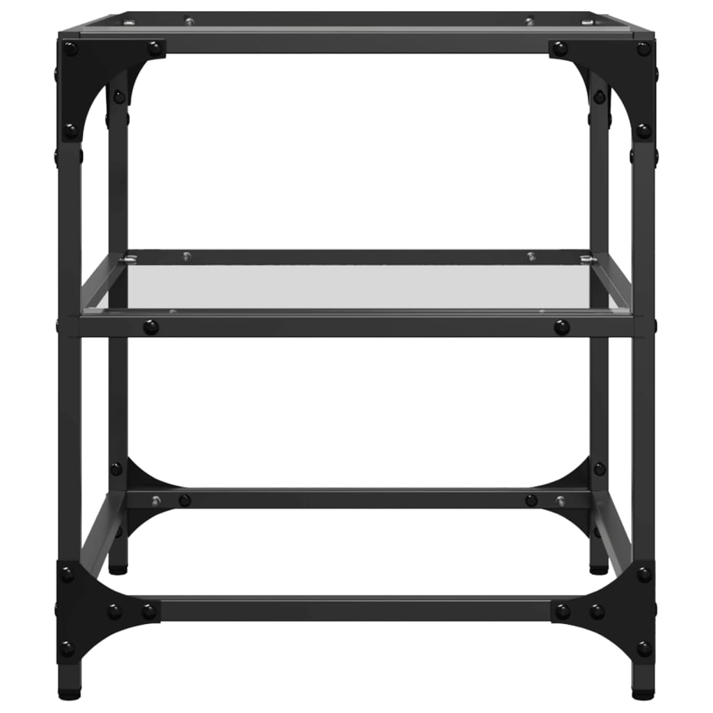 Tavolino Salotto con Piano Vetro Trasparente 40x40x45cm Acciaio 846003