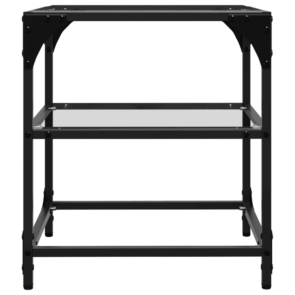 Tavolino Salotto con Piano Vetro Trasparente 40x40x45cm Acciaio 846003