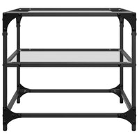 Tavolini con Piano in Vetro Trasparente 2 pz 50x50x45cm Acciaio 846006