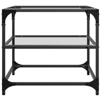 Tavolino Salotto con Piano Vetro Trasparente 50x50x45cm Acciaio