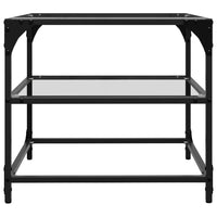 Tavolino Salotto con Piano Vetro Trasparente 50x50x45cm Acciaio