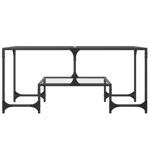 Tavolini con Piano Vetro Trasparente 2 pz 98,5x50x45 cm Acciaio 846014