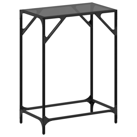 Tavolino Consolle con Piano in Vetro Nero 60x35x81cm in Acciaio 846017