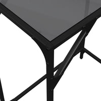 Tavolino Consolle con Piano in Vetro Nero 60x35x81cm in Acciaio 846017