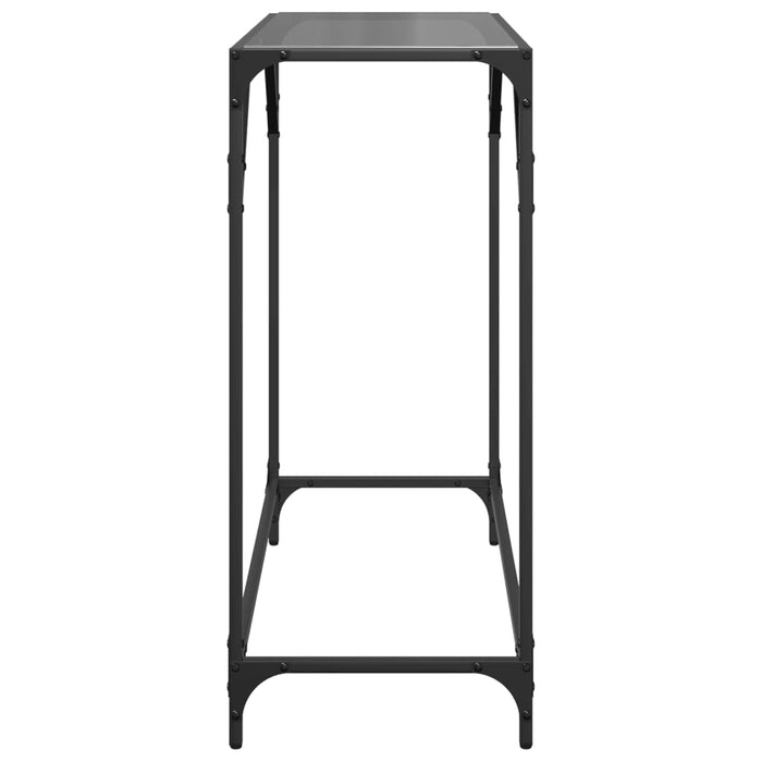 Tavolino Consolle con Piano in Vetro-Tavolino da soggiorno Nero 80x35x81cm in Acciaio