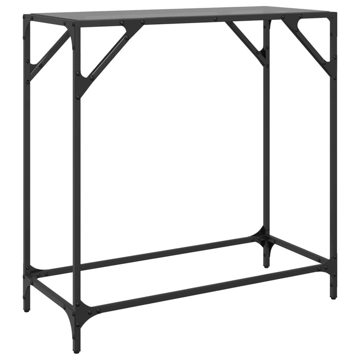 Tavolino Consolle con Piano in Vetro Nero 80x35x81cm in Acciaio