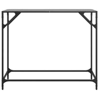 Tavolino Consolle con Piano in Vetro Nero 98x35x81cm in Acciaio 846021