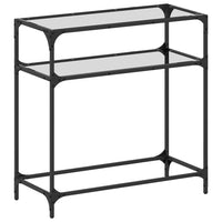Tavolino Consolle Piano Vetro Trasparente 80x35x81cm in Acciaio