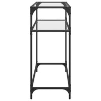 Tavolino Consolle Piano Vetro Trasparente 80x35x81cm in Acciaio