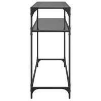 Tavolino Consolle con Piano in Vetro-Tavolino da soggiorno Nero 98x35x81cm in Acciaio 613671