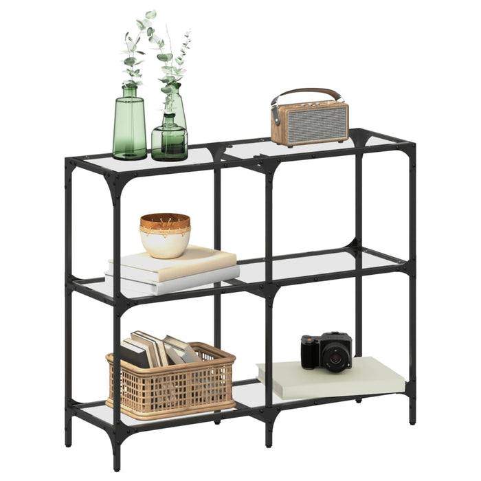 vidaXL Tavolino Consolle Piano Vetro Trasparente 98x30x81cm in Acciaio