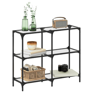 Tavolino Consolle Piano Vetro Trasparente 98x30x81cm in Acciaio 846028