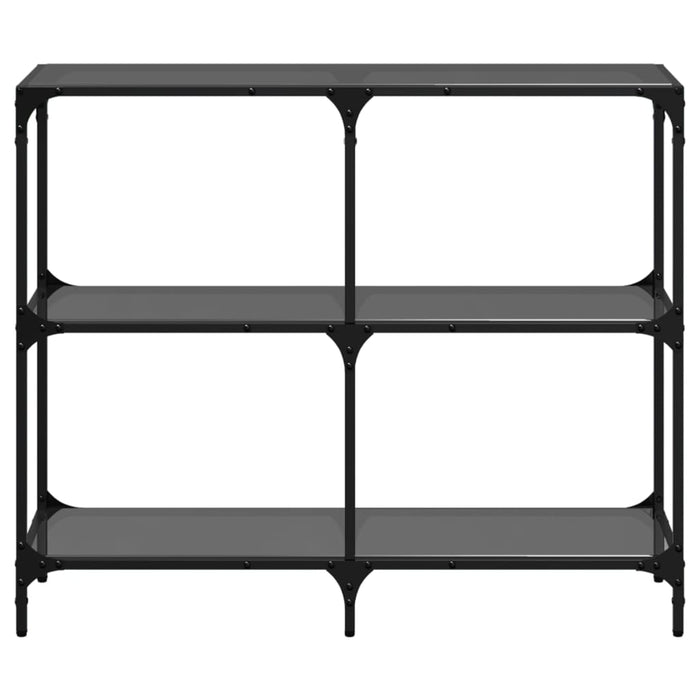 Tavolino Consolle con Piano in Vetro Nero 98x30x81cm in Acciaio 846029