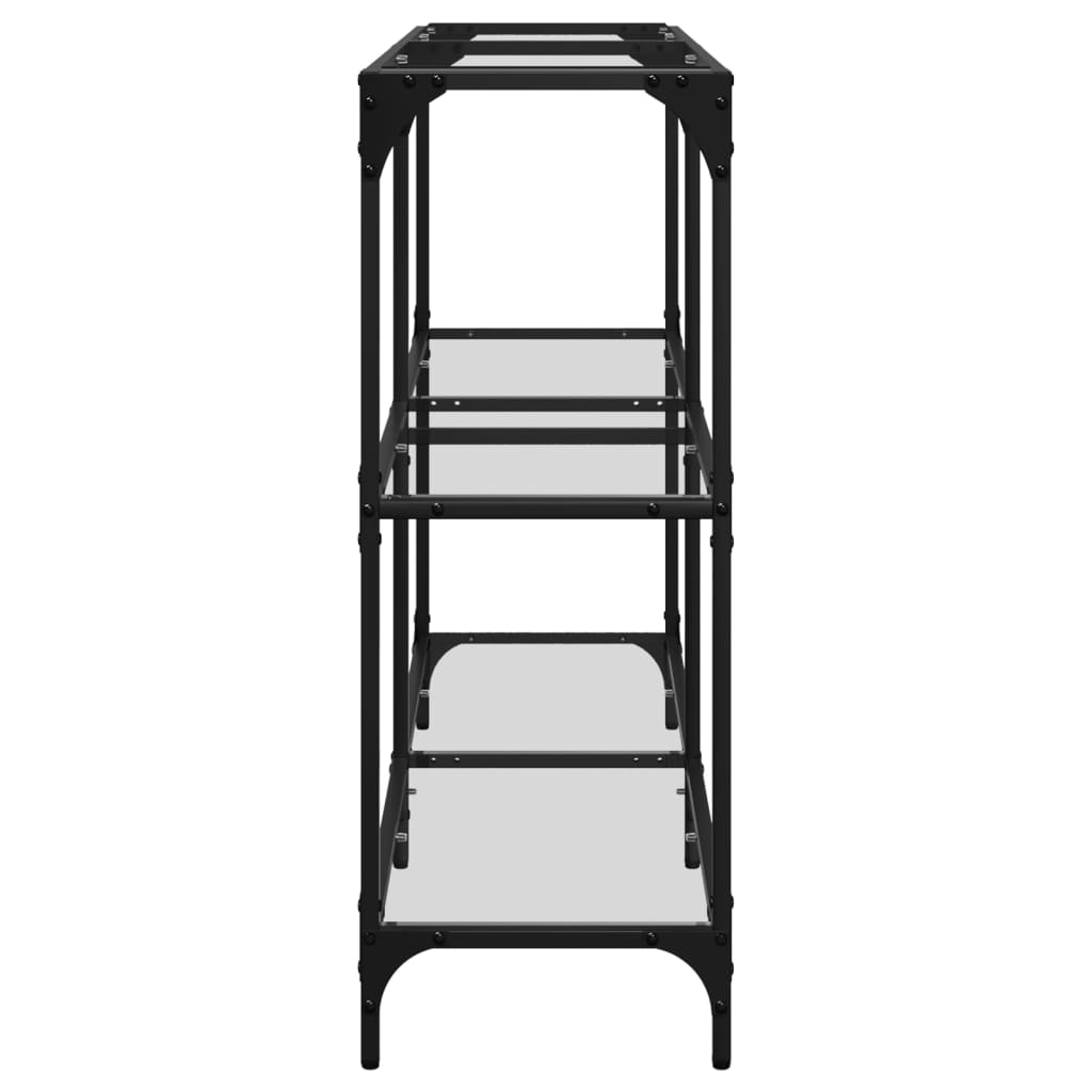 Tavolino Consolle-Tavolino da soggiorno-Tavolo Piano Vetro Trasparente 118,5x30x81cm Acciaio