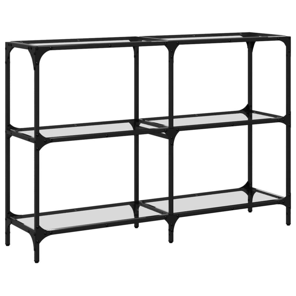 Tavolino Consolle-Tavolino da soggiorno-Tavolo Piano Vetro Trasparente 118,5x30x81cm Acciaio