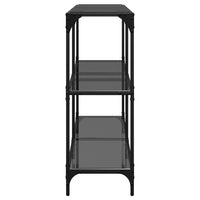 Tavolino Consolle con Piano in Vetro-Tavolino da soggiorno Nero 118,5x30x81cm Acciaio