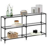 Tavolino Consolle Piano Vetro Trasparente 158,5x30x81cm Acciaio